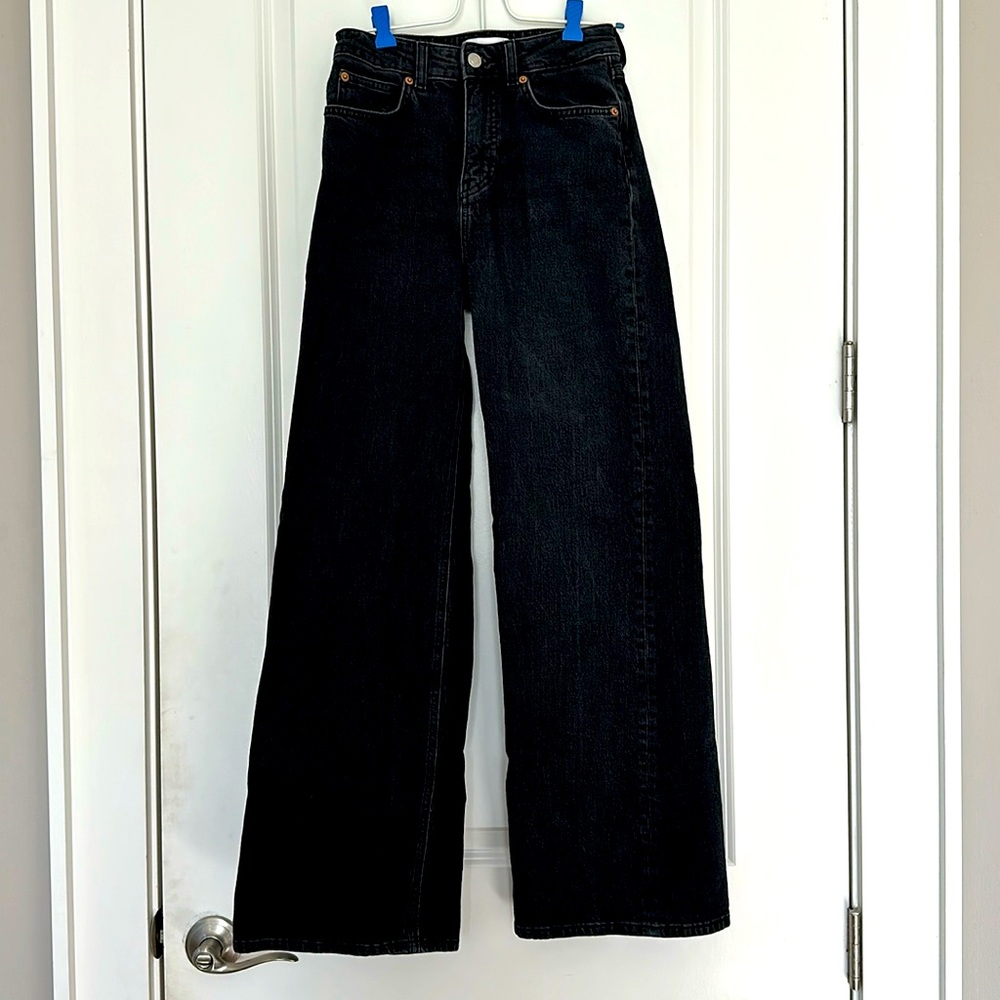 H&M high waisted wide leg flare jeans